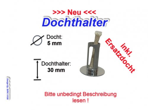 Schmelzlichtbrenner aus Aluminium — zweiteilig steckbar, mit Glasfaserdocht