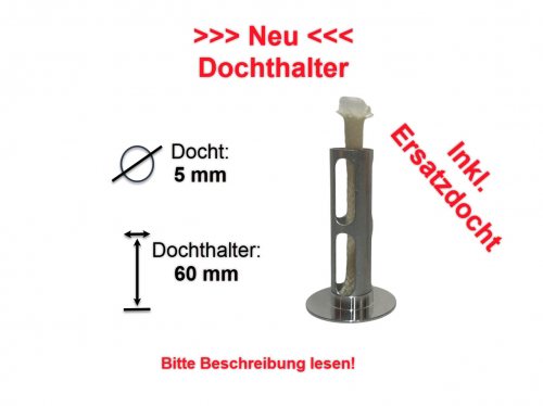 Schmelzlichtbrenner aus Aluminium — zweiteilig steckbar, mit Glasfaserdocht